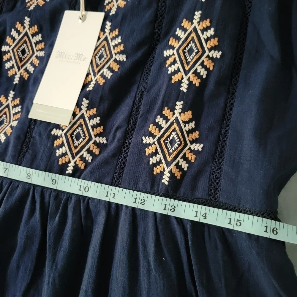 MISS ME Embroidered Ruffle Trim Mini Dress, sleeveless SZ L NWT - Picture 11 of 12